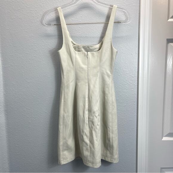 Maeve Cream Faux Leather Square Neck Mini Dress - Picture 9 of 10